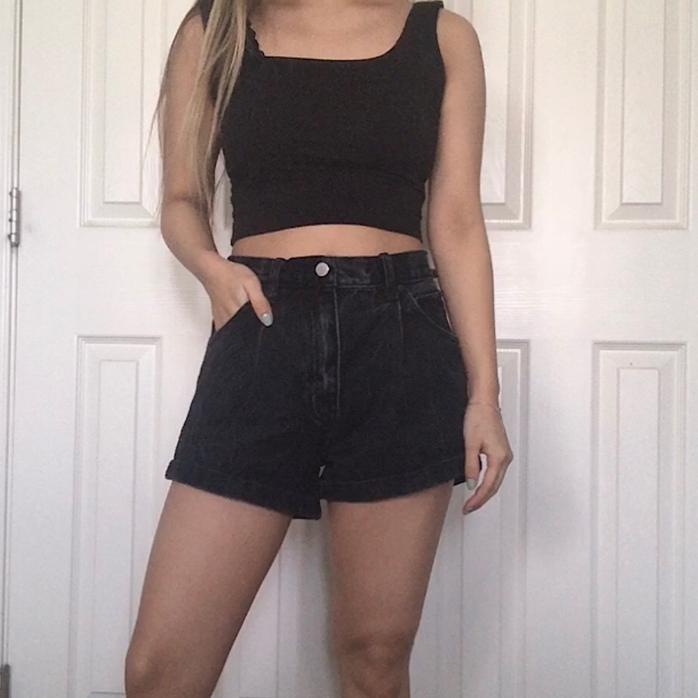 high rise shorts in black